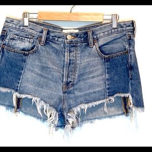 We the Free people denim shorts size 28 high rise cut off two tone pocket